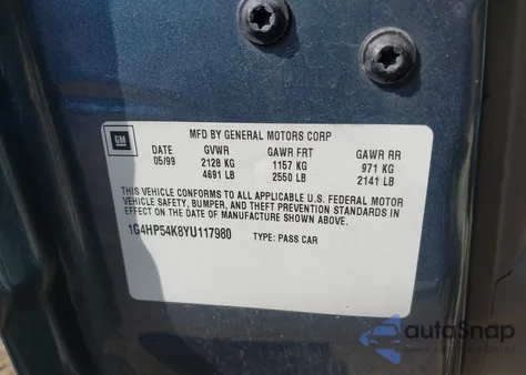 2000 Buick Lesabre Custom z USA, uszkodzony, nr VIN 1G4HP54K8YU117980